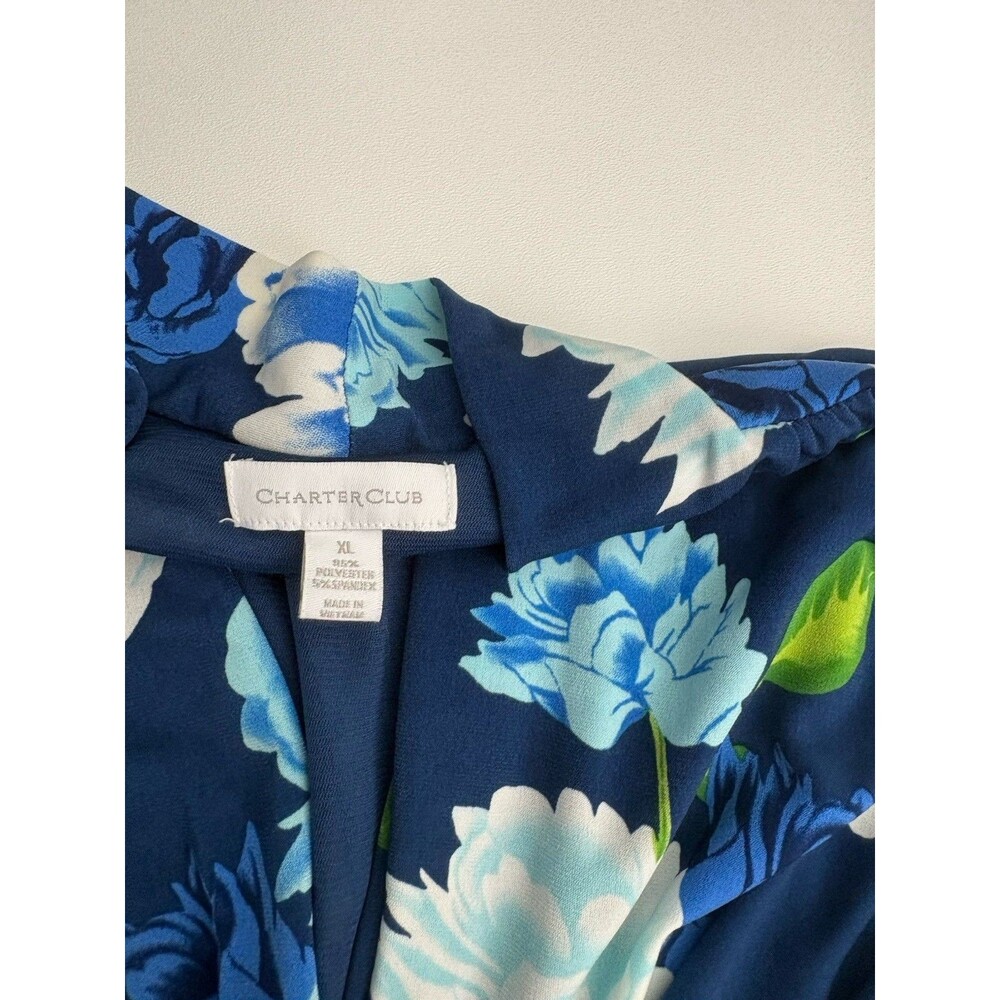 Charter Club Women’s Dress Floral XL Short Sleeve With Belt Surplice Neck - Picture 7 of 14